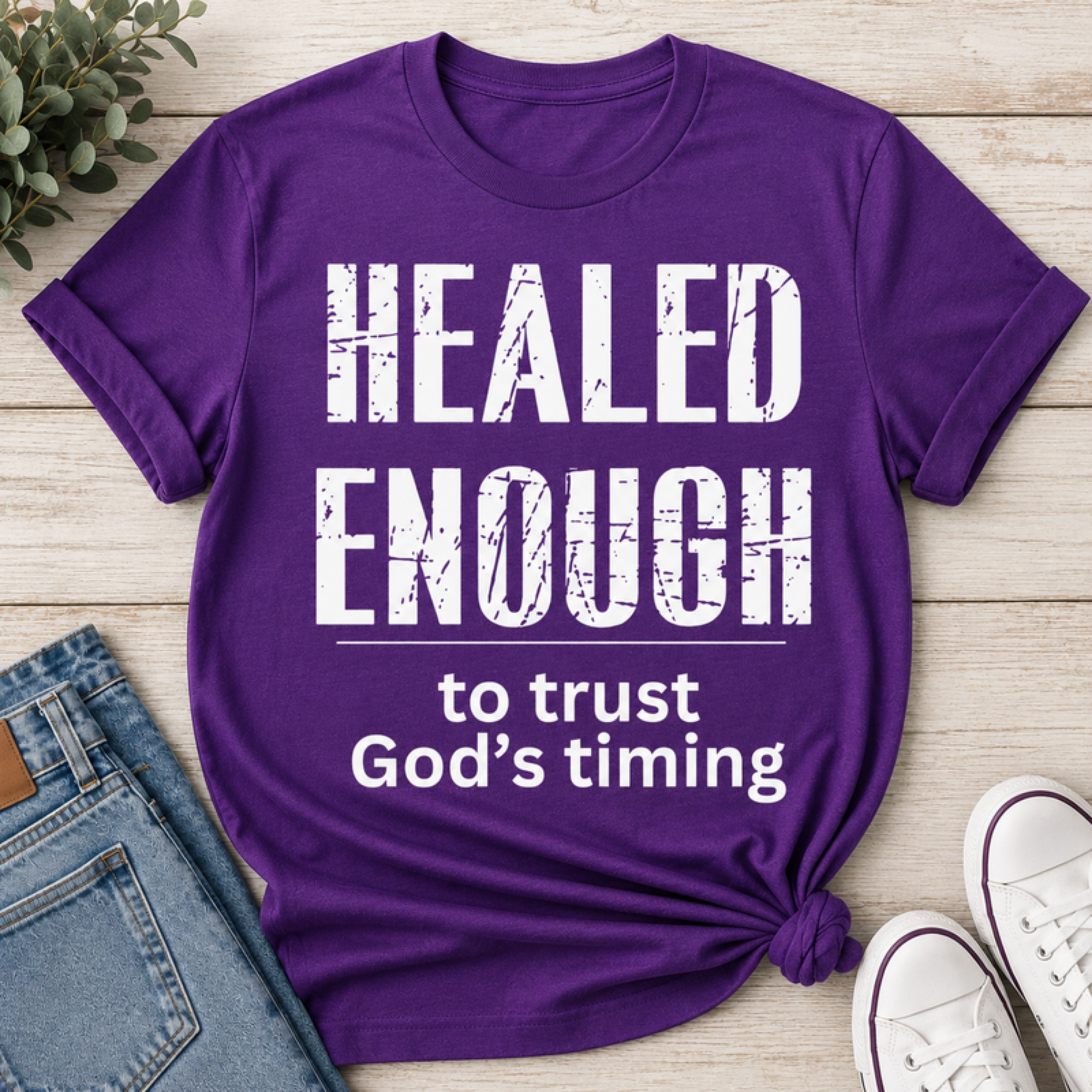 Healed Enough to Trust God's Timing tee - Purple