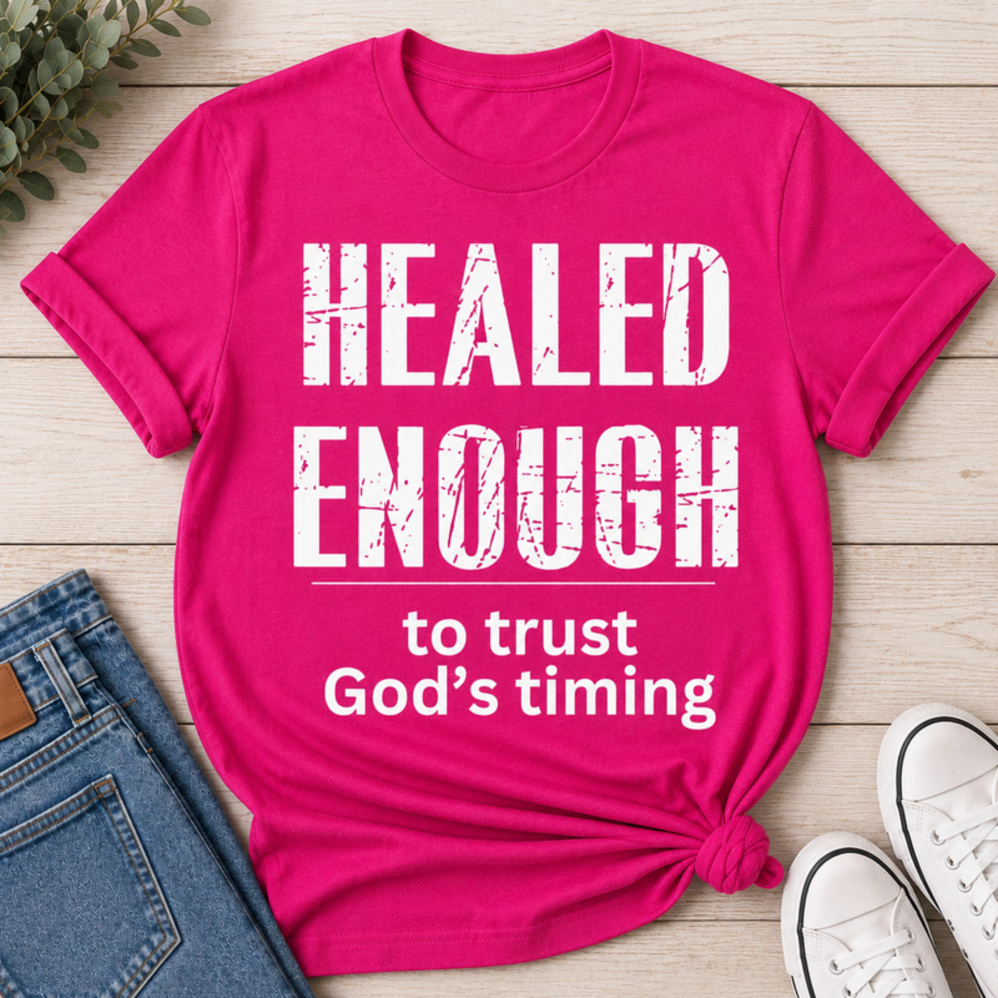 Healed Enough to Trust God's Timing tee - Red