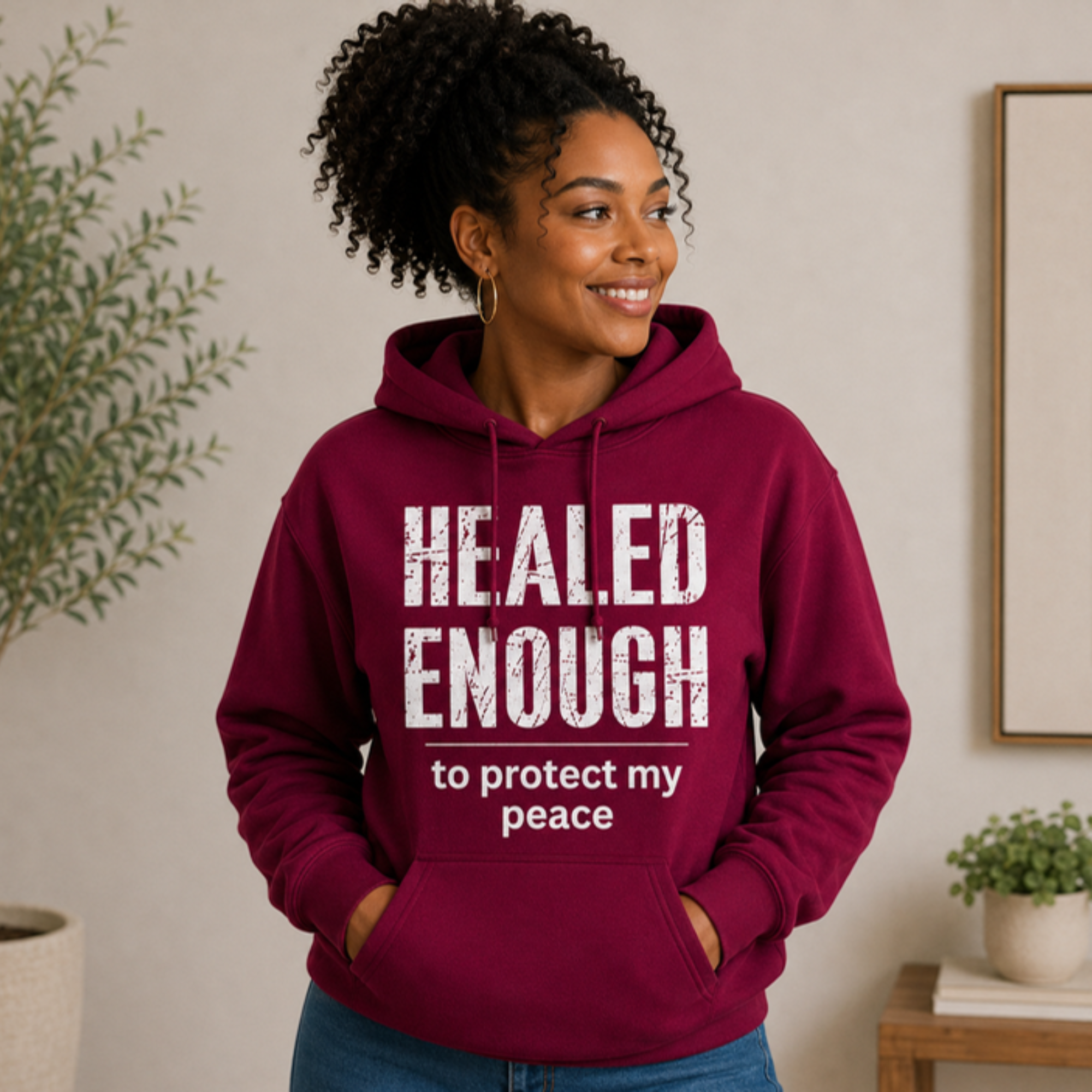 Healed Enough to Protect My Peace hoodie - Garnet