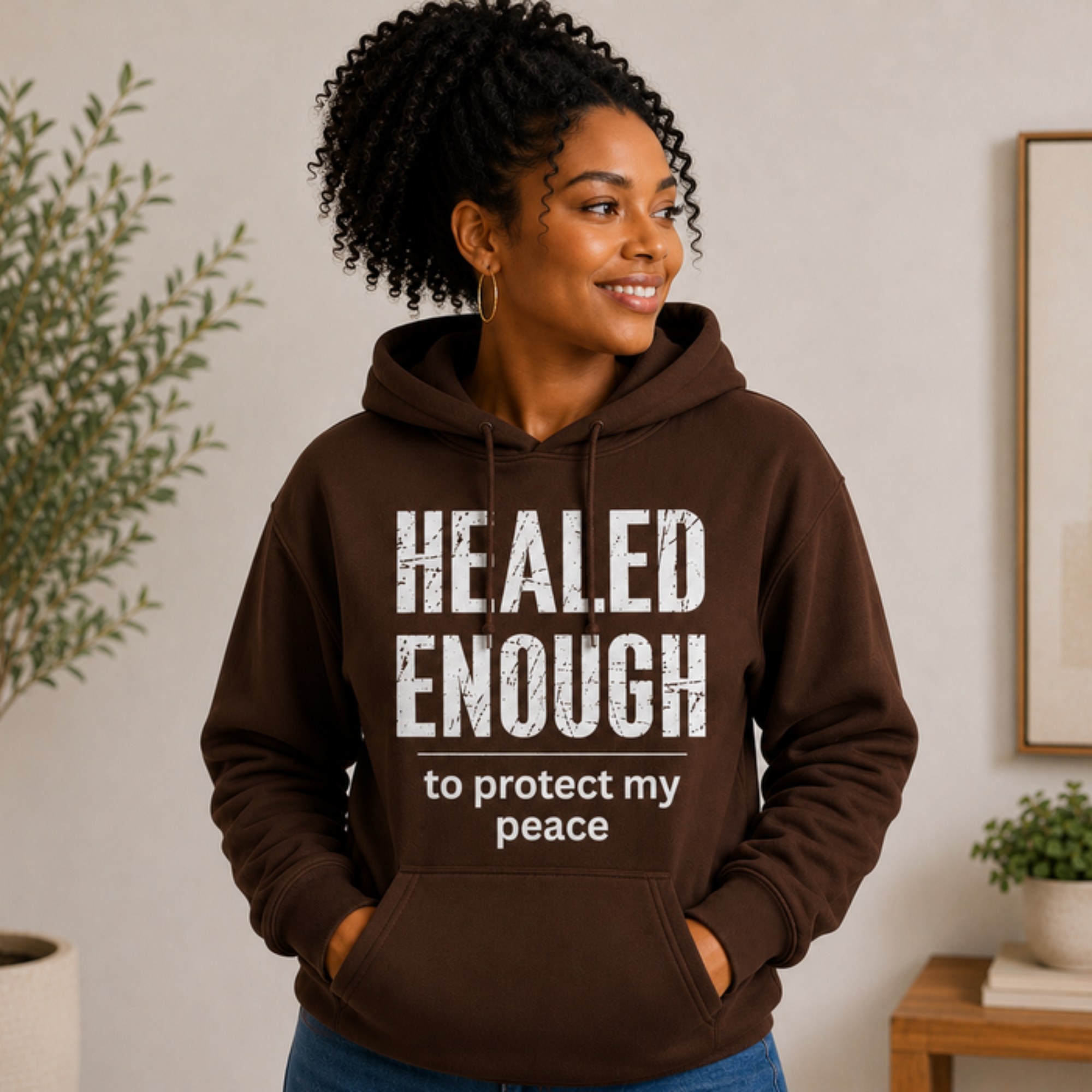 Healed Enough to Protect My Peace hoodie - Brown