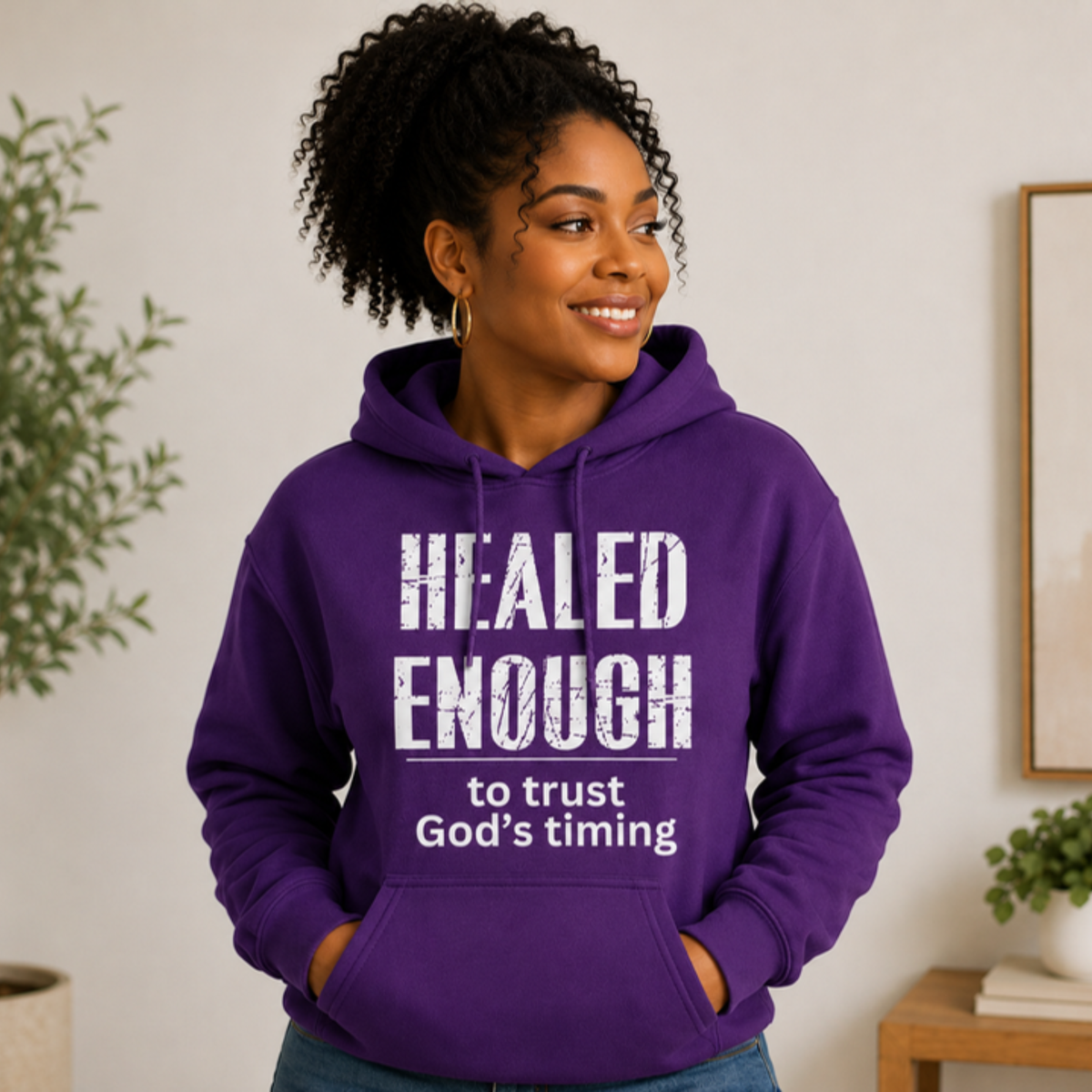 Healed Enough to Trust God's Timing hoodie - Purple