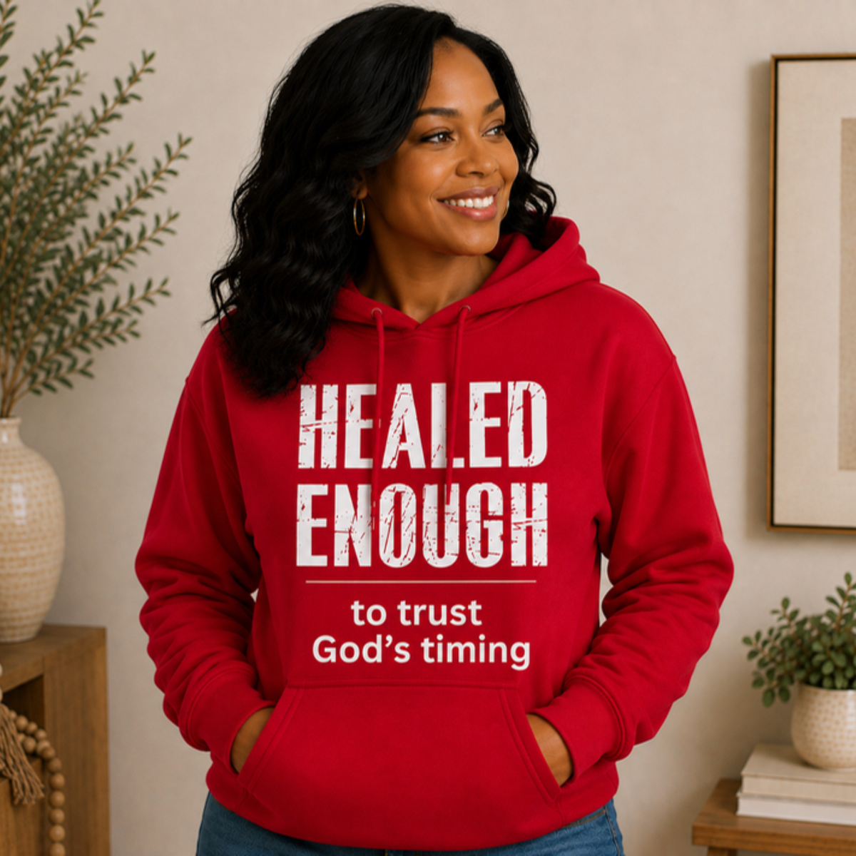 Healed Enough to Trust God's Timing hoodie - Red