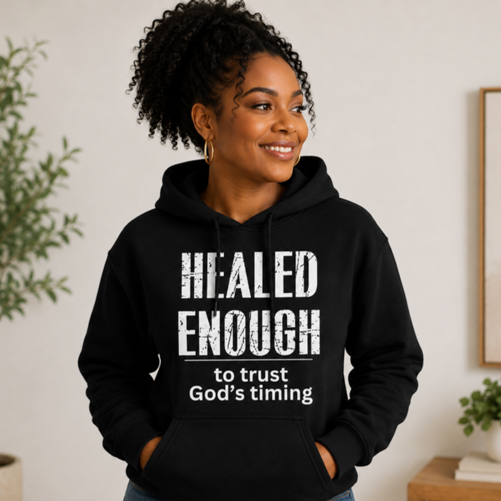 Healed Enough to Trust God's Timing hoodie - Black