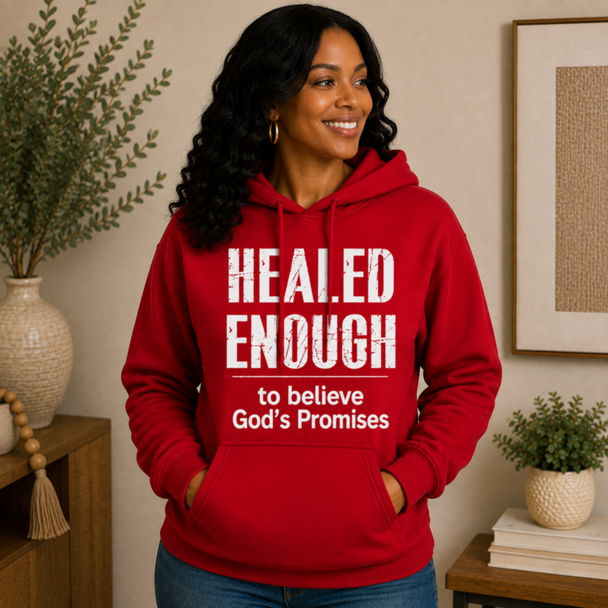 Healed Enough to Believe God's Promises hoodie - Red