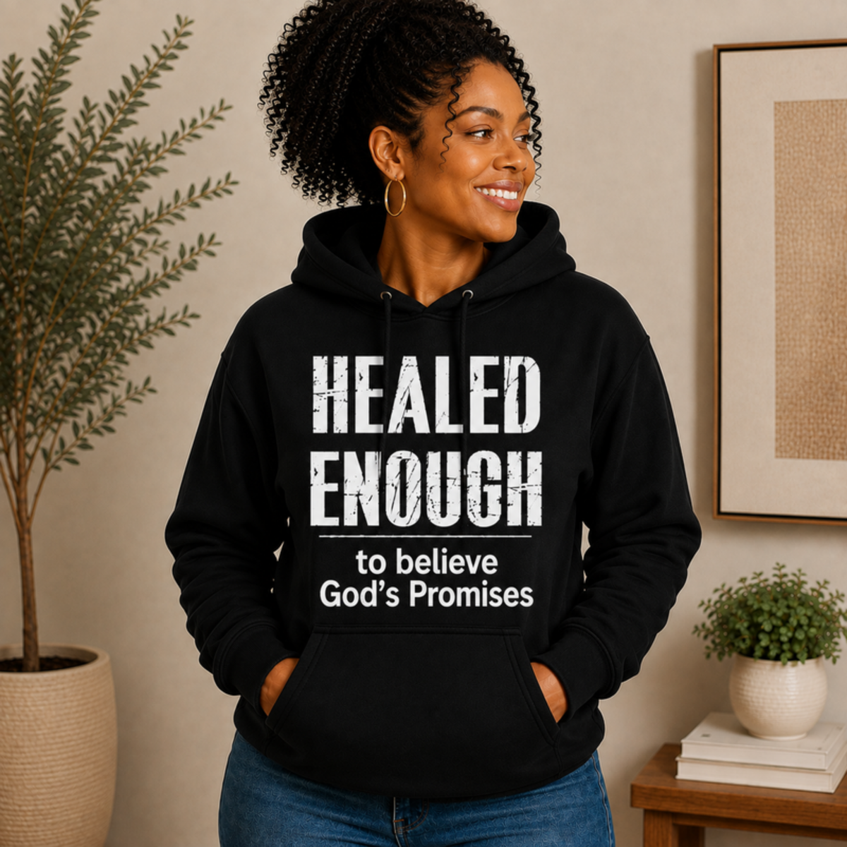 Healed Enough to Believe God's Promises hoodie - Black