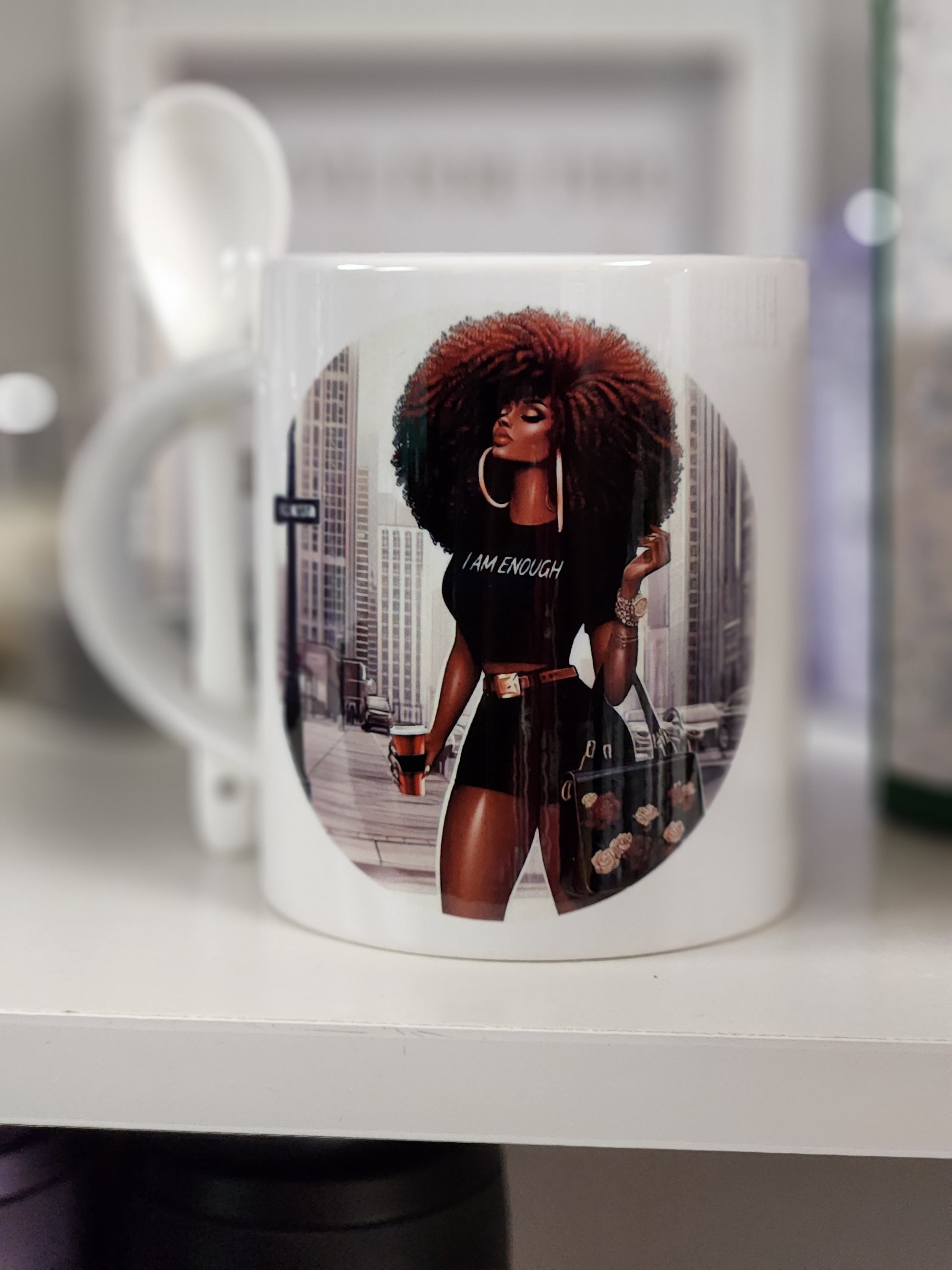 I AM Enough Afro Love Mug