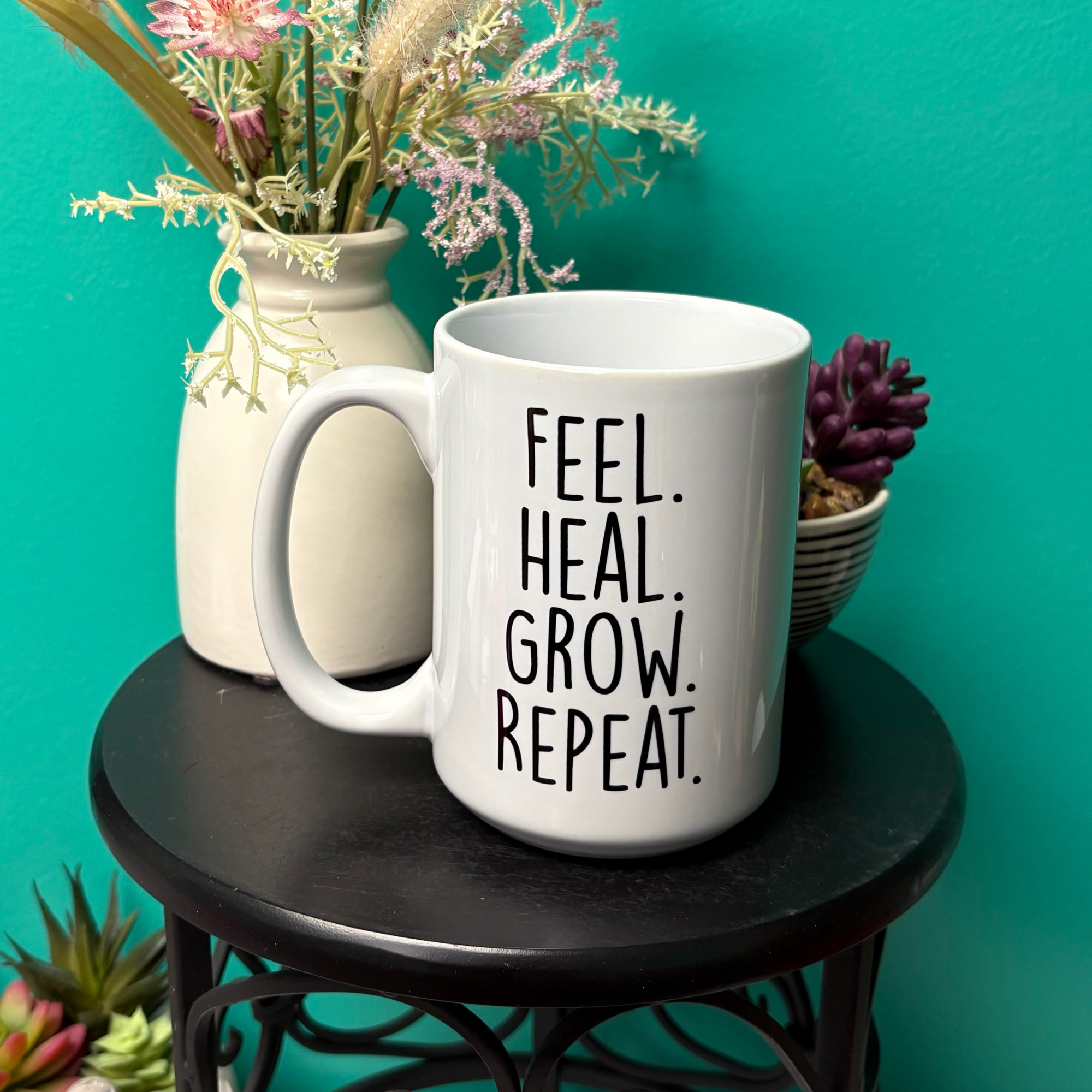 Feel Heal Grow Repeat Minimalist Mug