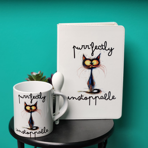 Purr'fectly Unstoppable Black Cat 11oz Ceramic Stirring Spoon Mug