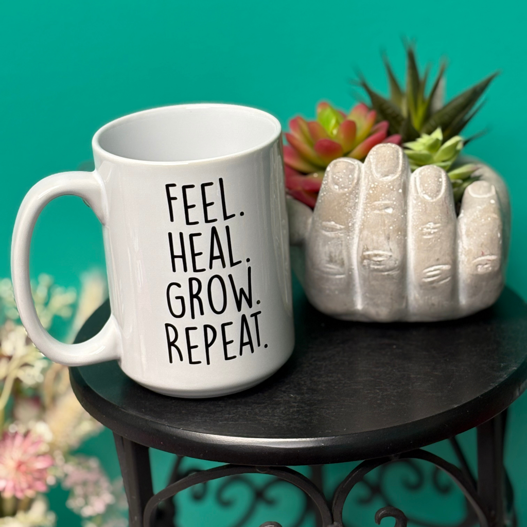 Feel Heal Grow Repeat Minimalist Mug