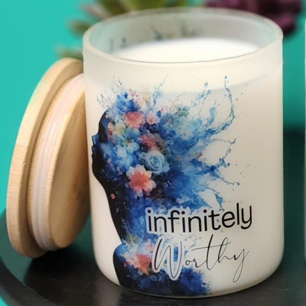 Infinitely Worthy -She Flourishes Candle (Frosted)