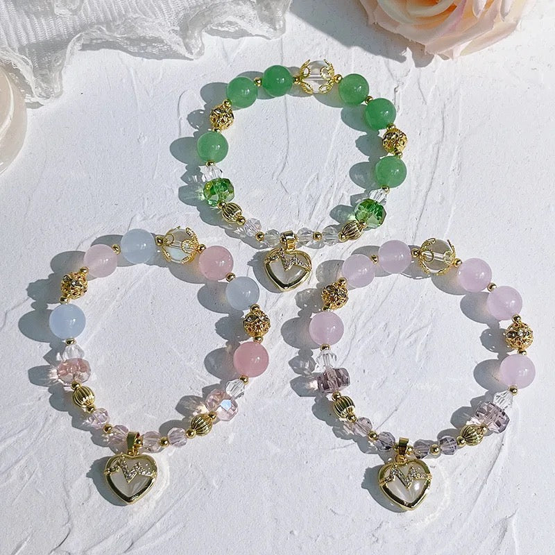 Natural “I Heart Me” Love Charm Bracelet- Lavender