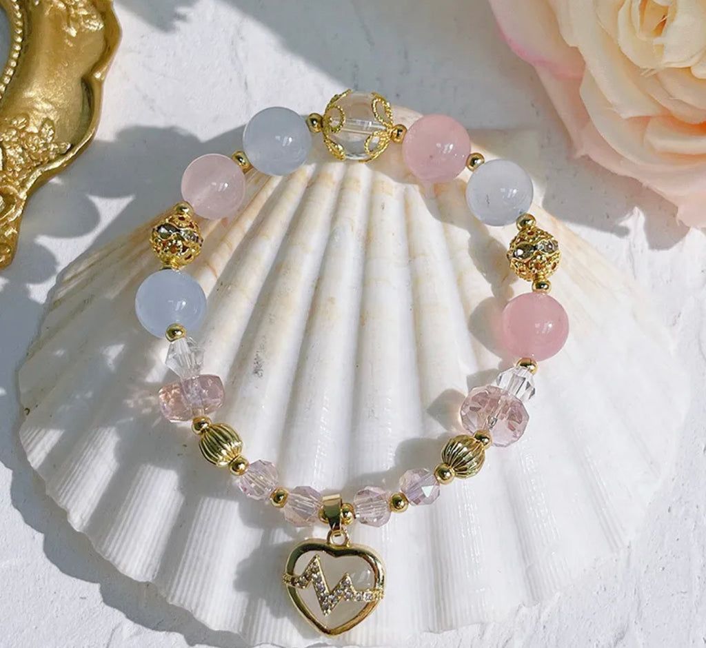Natural “I Heart Me” Love Charm Bracelet- Lavender