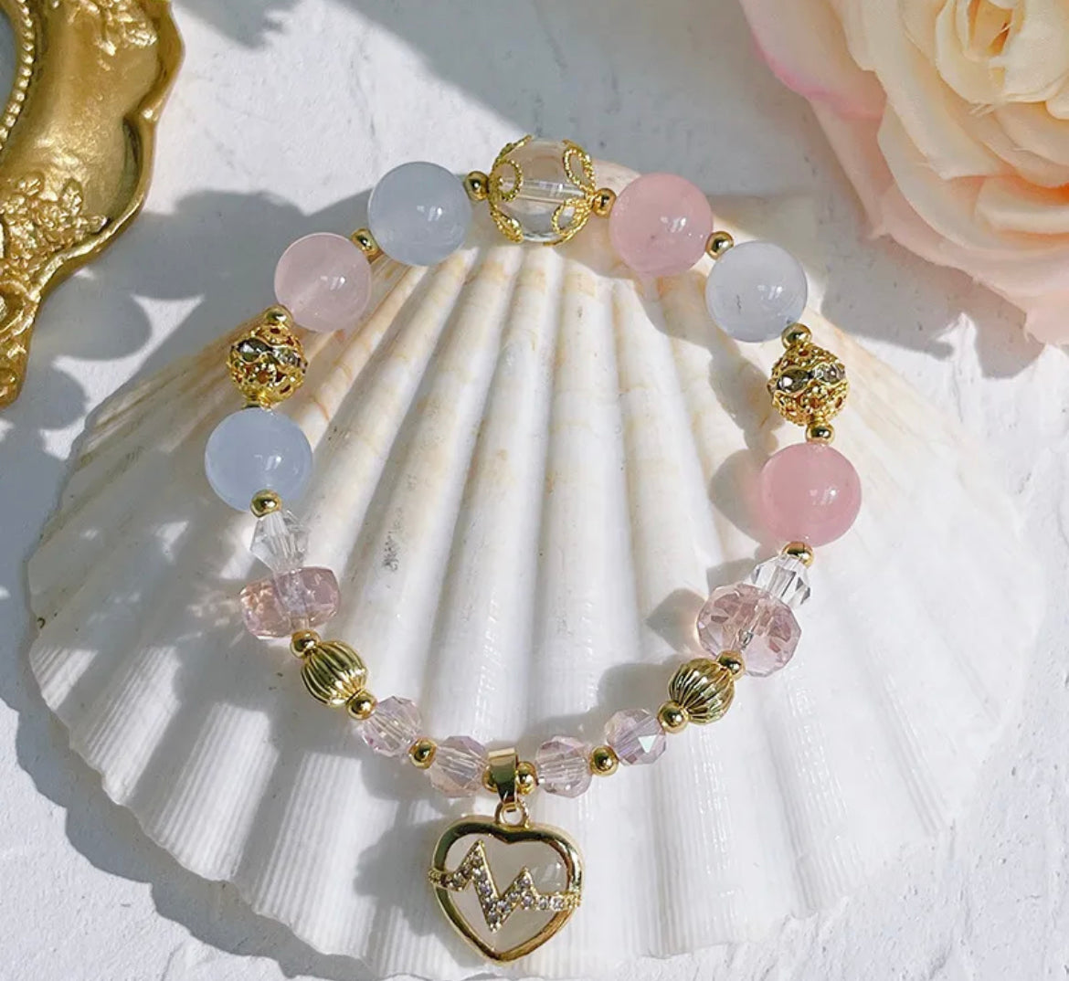 Natural “I Heart Me” Love Charm Bracelet- Lavender