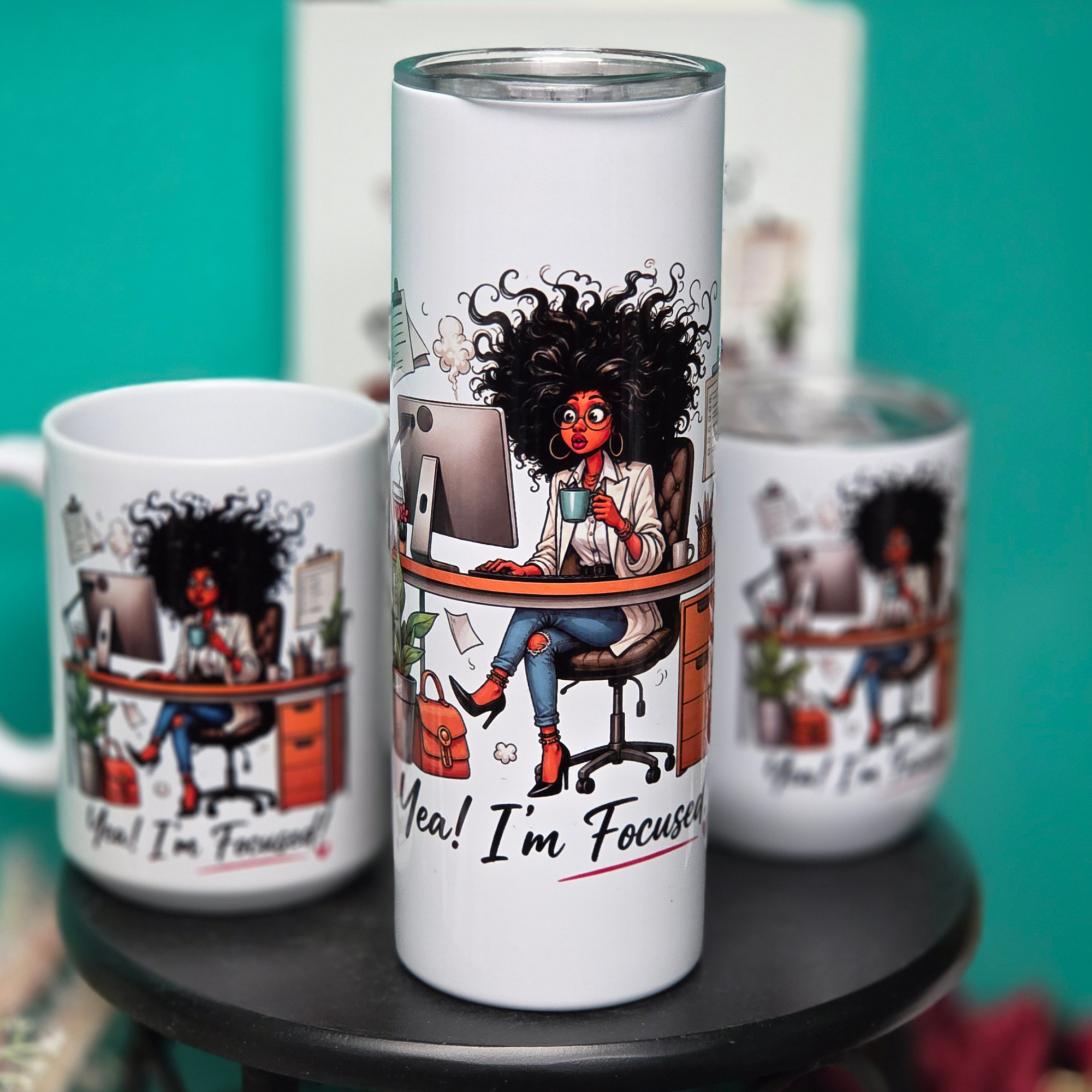 Focused & Unbothered Mode™ Gift Set | Motivational Mug, Tumbler & Journal | Productivity Gift for Women