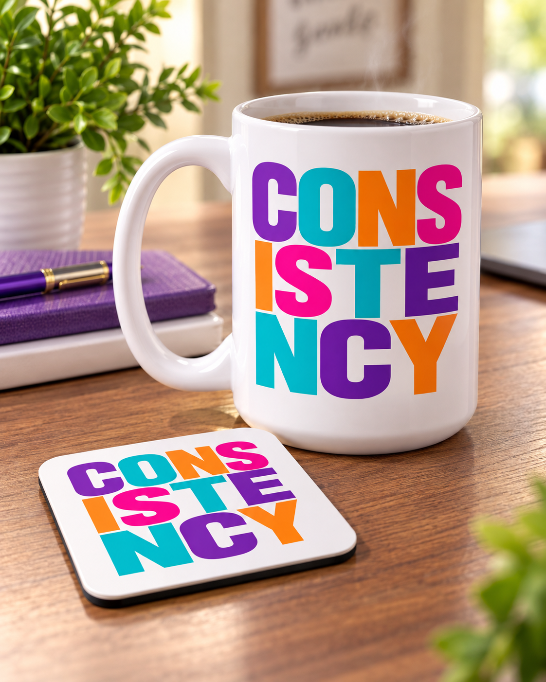 CONSISTENCY 15 oz White Ceramic Mug