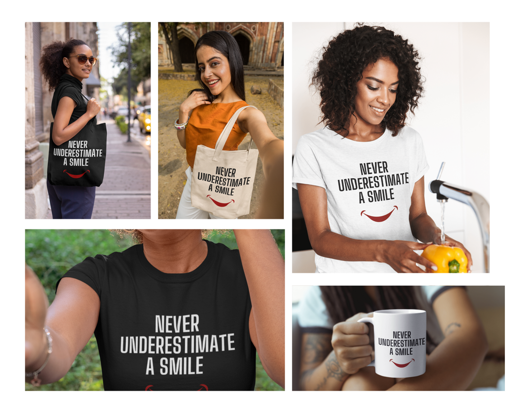 Never Underestimate a Smile Tote Bag
