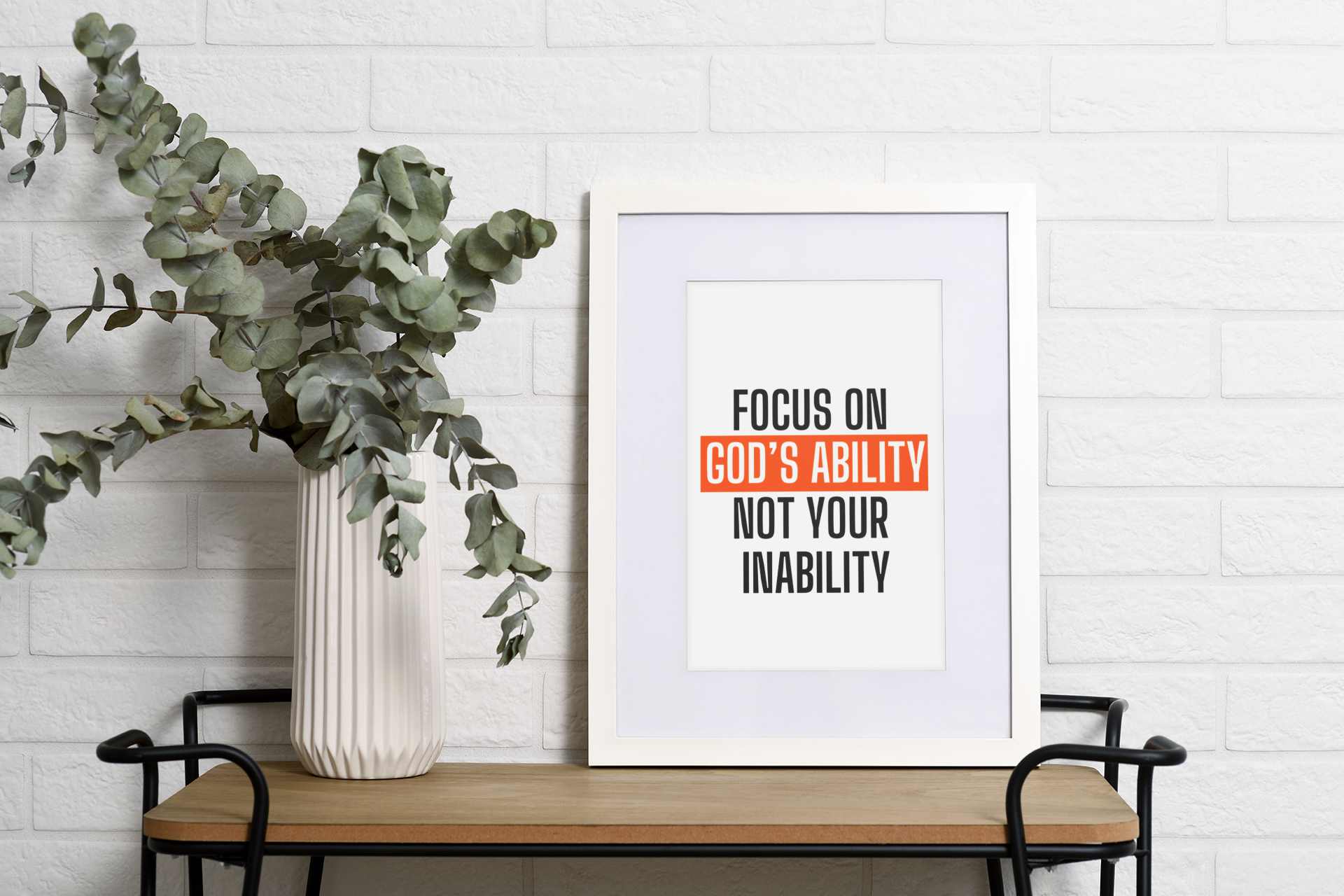Focus on God's Ability Not Your Inability - Trendy Wall Art, Trendy Digital Print, Trendy Wall Art, Wall Decor, Christian Poste