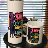 She is Clothed with Strength Drinkware