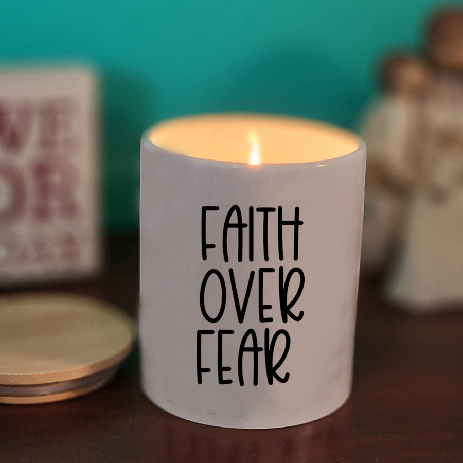 Faith Over Fear Reminder Candle - Ceramic
