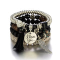 Natural Stone 4 pc Bracelet (I Love You)