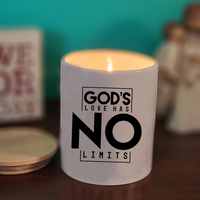 God’s Love Has No Limits Reminder Candle - Ceramic